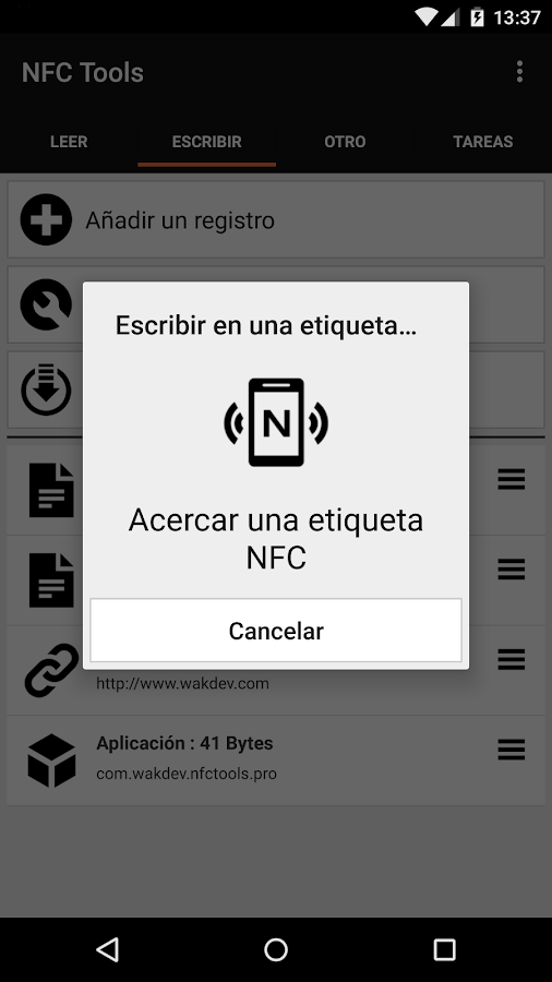   NFC Tools: captura de pantalla 