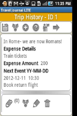 Travel Budget &amp; Event Journal Screen 3
