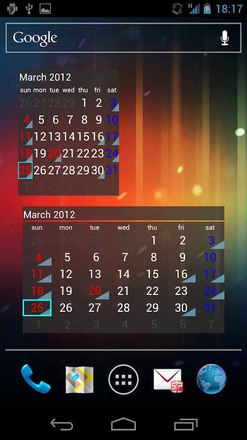 Android application カレンダーウィジェット祝Plus screenshort