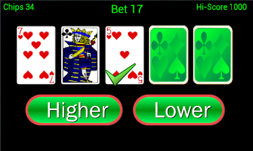 Android application Higher or Lower Pro card game screenshort