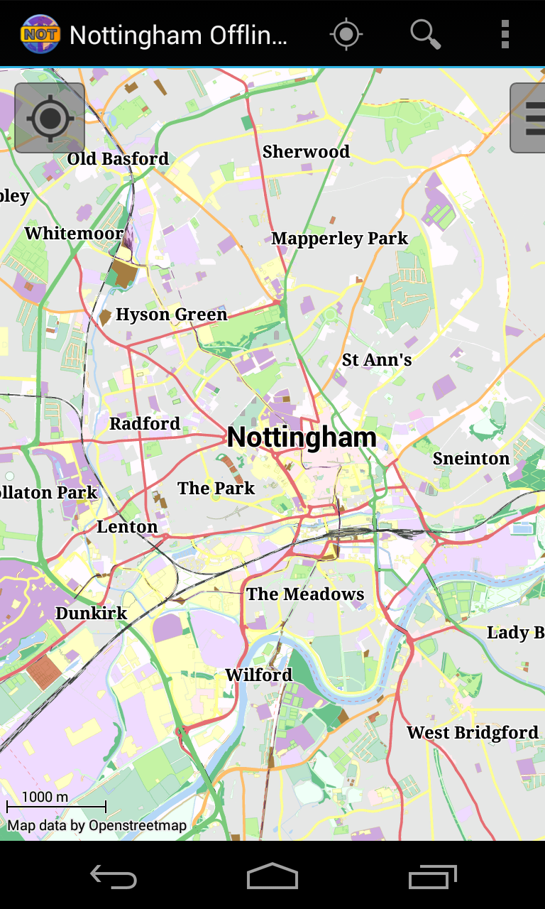 Nottingham Offline City Map Screen 1