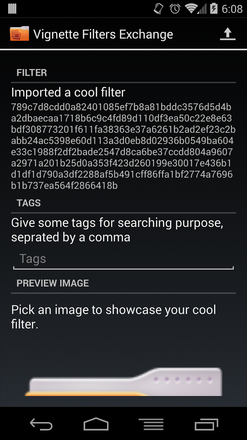 Vignette Filters Exchange Screen 2