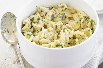Pasta with creamy walnut pesto