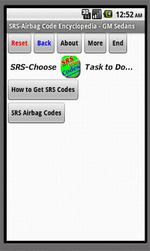 SRS-Airbag Code Encyclopedia Screen 3