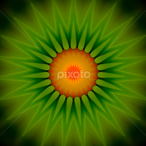 green and orange autumn star design by Marjorie Speiser - Illustration Abstract & Patterns