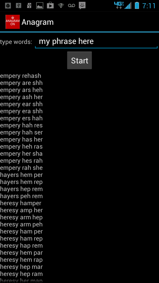 Anagram Words Screen 2