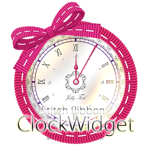 ステッチリボンの時計ウィジェット☆ピンク.apk 1.0