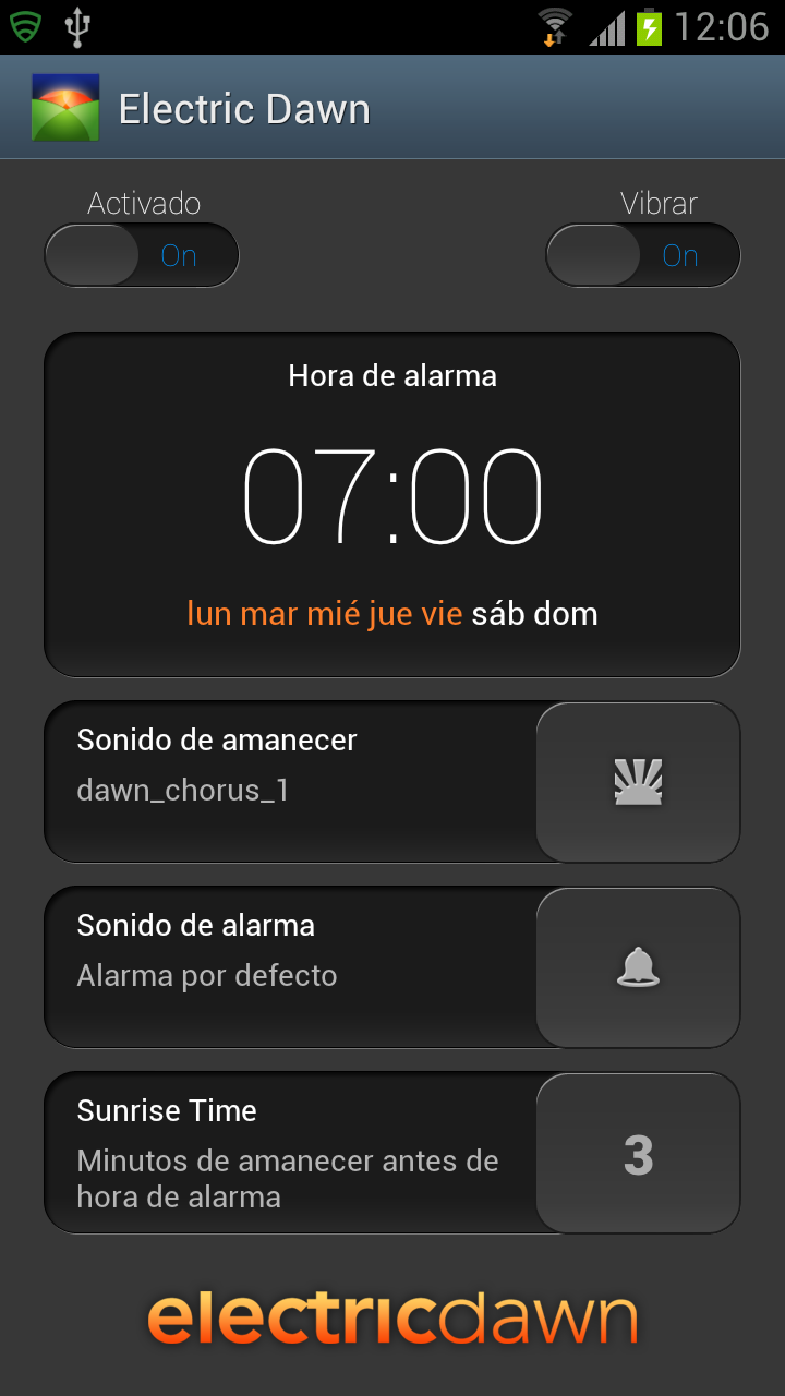Android application Alarm Clock - Electric Dawn screenshort