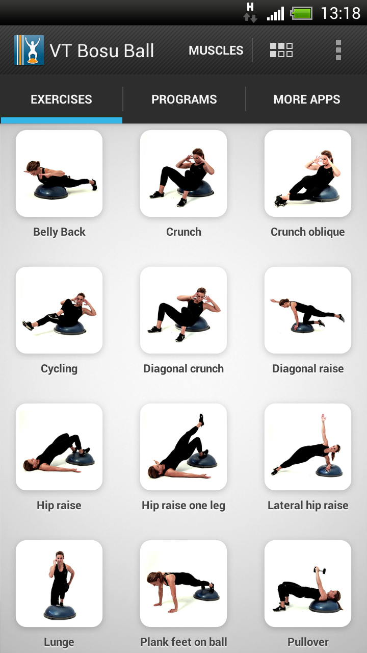 Android application Virtual Trainer Bosu Ball screenshort