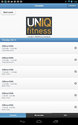 UNIQfitness Training Schedule