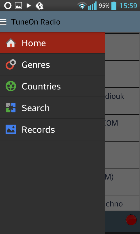 Android application TuneOn Radio Pro screenshort