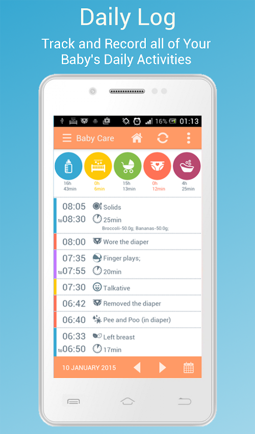 Android application Baby Care screenshot