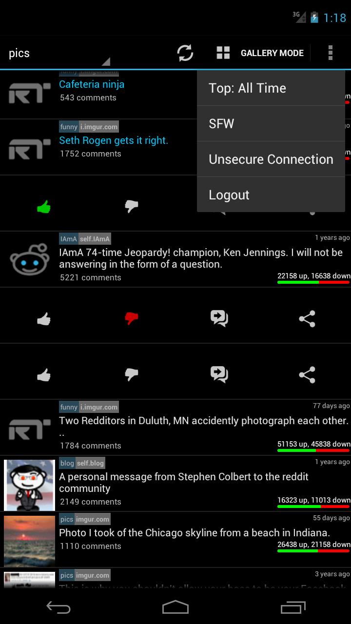 ReddiTron Screen 1