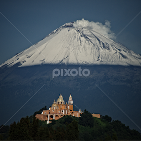 Volcano and church by Alfredo Garciaferro Macchia - Landscapes Mountains & Hills