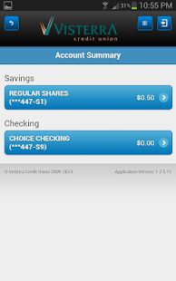 Visterra Credit Union Mobile Screenshots 1
