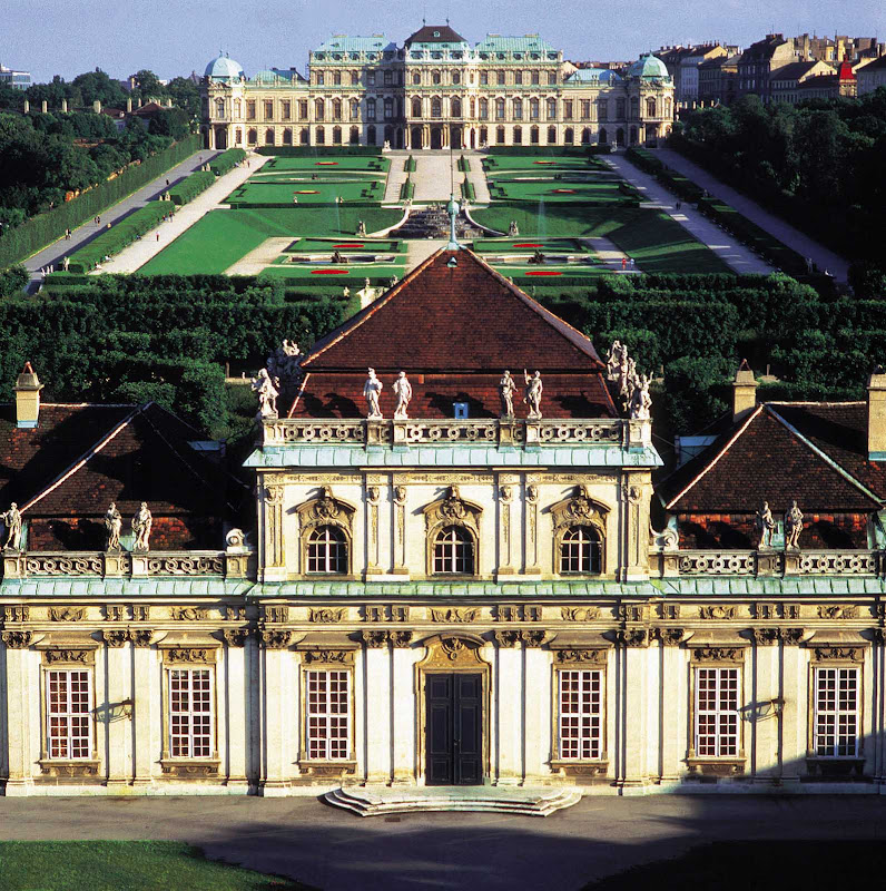 Upper and Lower Belvedere Palace, view from Rennweg, Austria.