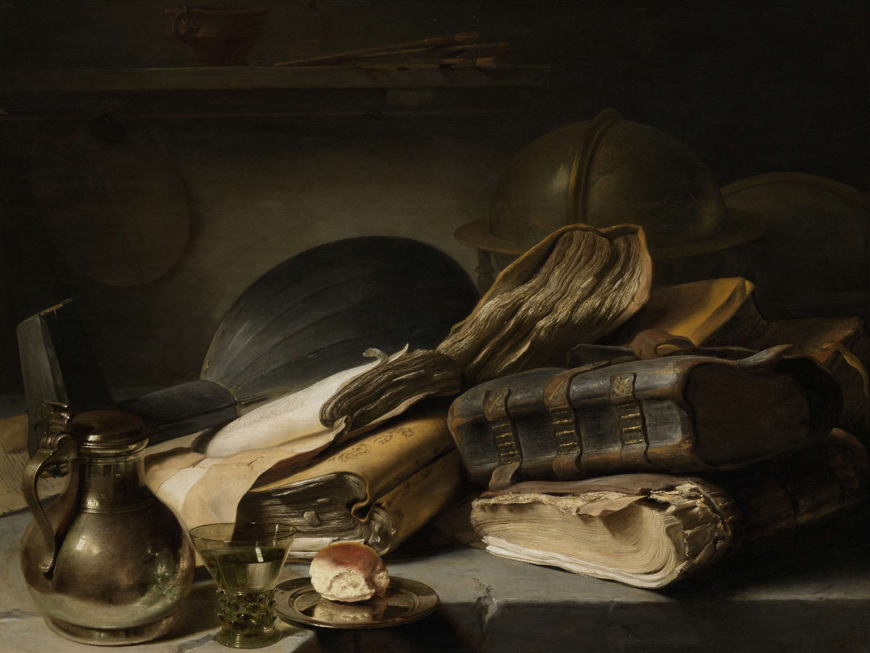 Jan Lievens, Still life with books, c. 1627-1628. Oil on panel. Rijksmuseum, Amsterdam.