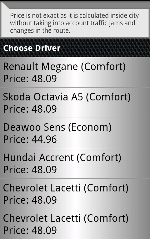 Vtaxi.info - for taxi clients Screen 3