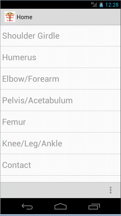 Android application Orthopedic Outcomes - Trauma screenshort