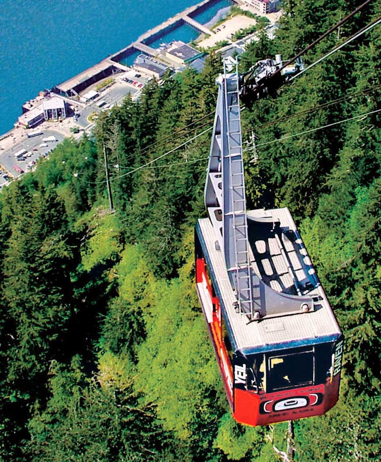 As you leave the Princess cruise ship pier in Juneau, you'll take a short walk to board a tram for the scenic ride up Mount Roberts.