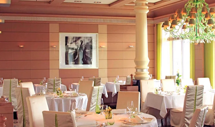 Clean, elegant interiors and authentic Italian dishes await Europa 2 guests at Serenissima.