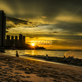 Sunset at the coast of Tanjung Tokong Beach, Penang by Waily Harem - Landscapes Sunsets & Sunrises