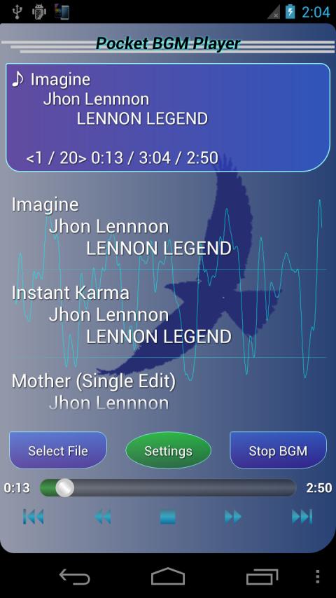 Android application Pocket BGM Player screenshort