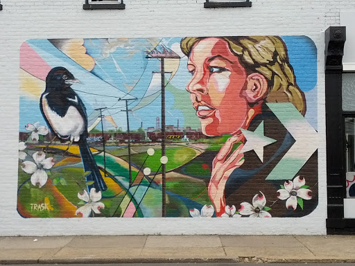Woman Bird and Wire Mural