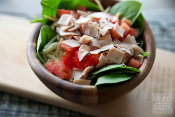 Turkey, Cheese & Tomato Spinach Salad