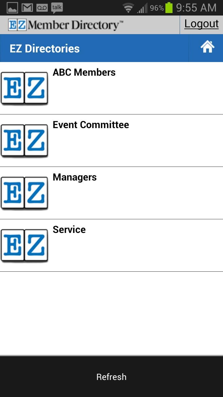 EZ Member Directory App Screen 1