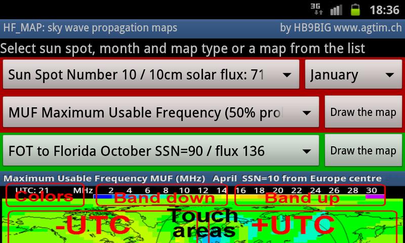 Android application HF_MAP Sky Wave propagation screenshort