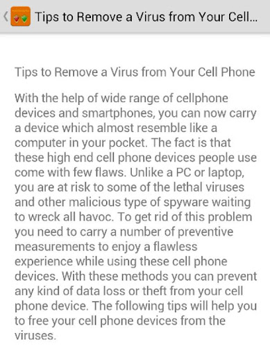 Cell Phone Clean Virus Tips