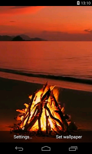 Bonfire on the beach Video LWP