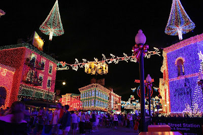 Holiday lights at Walt Disney World in Orlando, Florida.