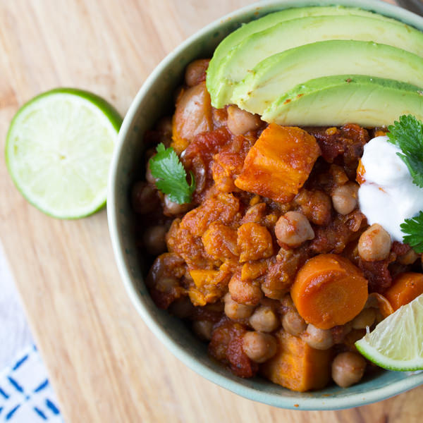 chili yummly recipe slow cooker Sweet Potato Chili Cooker and Slow Smoky Chickpea Recipe with Lime