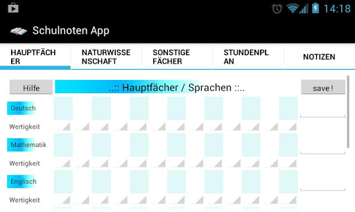 Schulnoten App