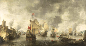 RIJKS: Abraham Beerstraten: Battle of the Combined Venetian and Dutch Fleets against the Turks in the Bay of Foya, 1649 1656