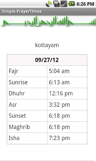 Simple Prayer Times