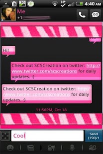 Free GO SMS - Perfect Pink Zebra APK for Android