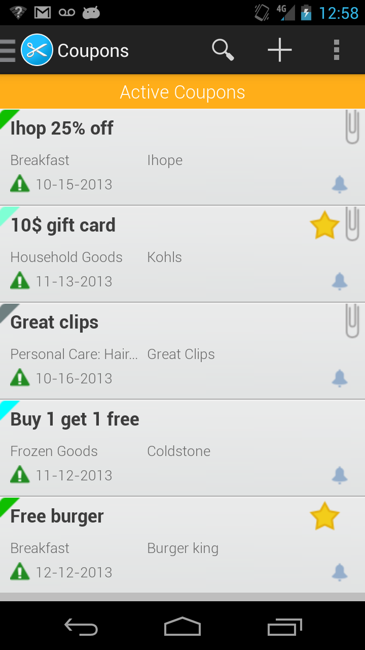 Scissors (coupon organizer) Screen 2