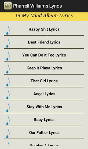 【免費音樂App】Pharrell Williams Lyrics-APP點子