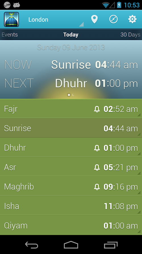 Android application iPray: Prayer Times &amp; Qibla screenshort