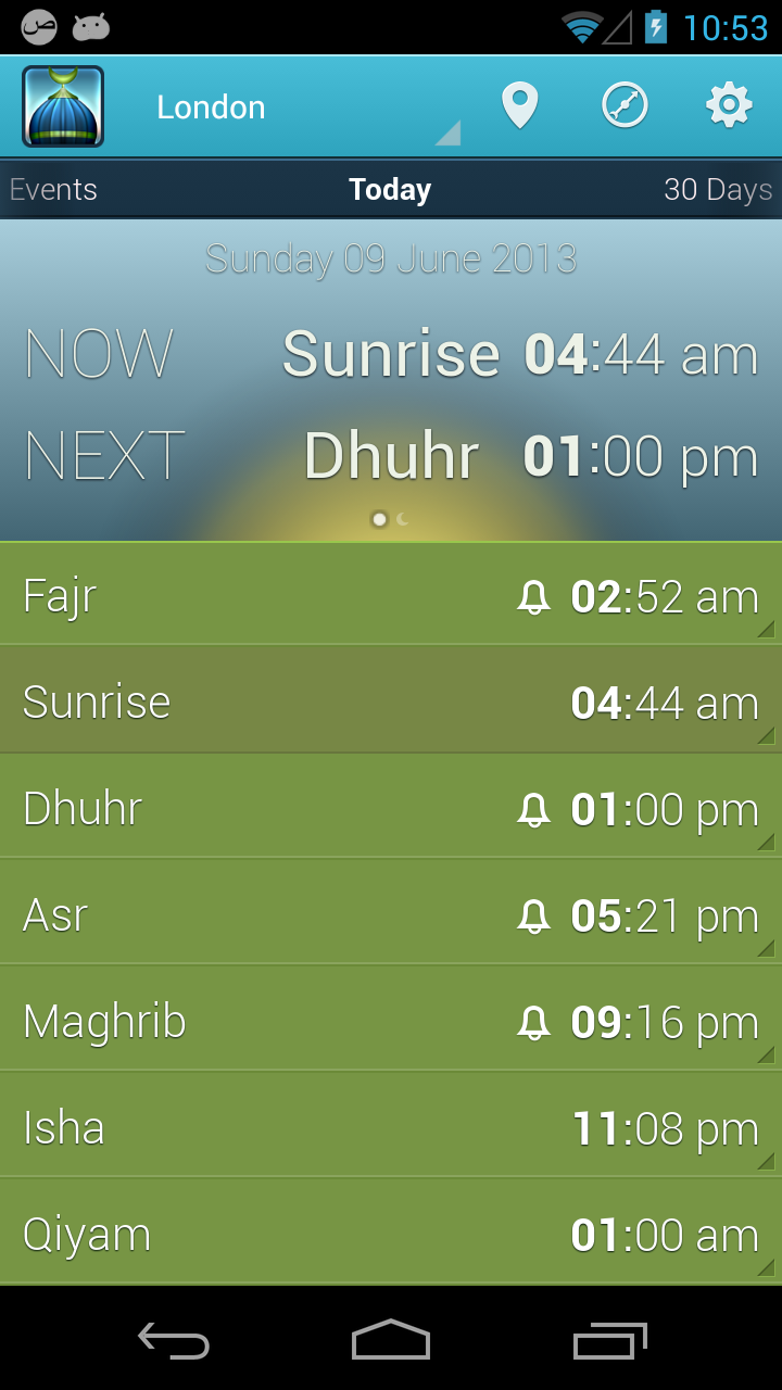 iPray: Prayer Times &amp; Qibla Screen 1