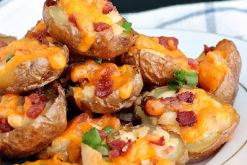 Chicken Bacon Alfredo Potato Skins