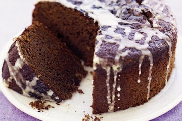 Sticky stem ginger cake with lemon icing