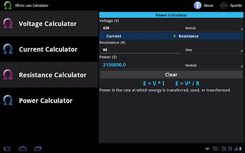 Ohms Law Calculator Tablet Screenshots 7