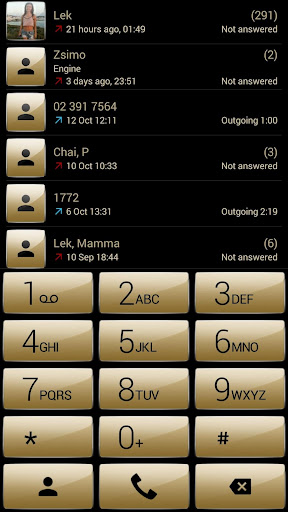 Dialer theme Gloss Gold