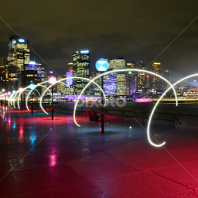 City Rings by Christopher Imperial - City,  Street & Park Night