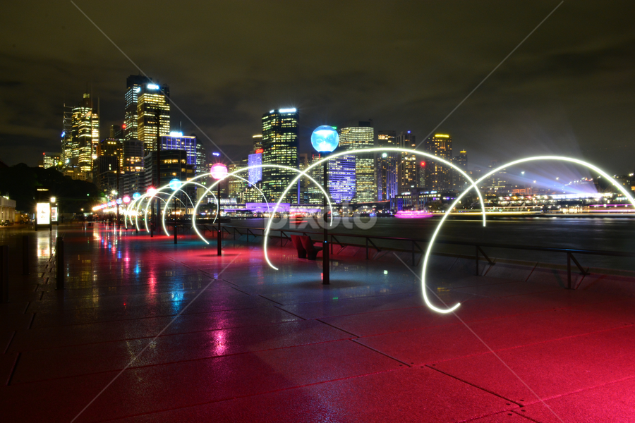 City Rings by Christopher Imperial - City,  Street & Park Night