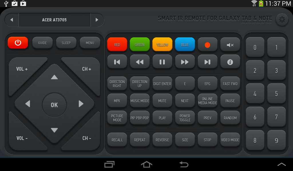 Smart IR Remote - Samsung / HTC - screenshot